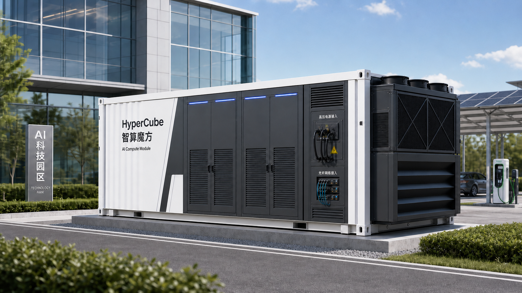 HyperCube AI compute module deployed in a technology park